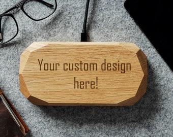 Personalized Double Wireless Phone Charger / Your Custom Design on 15W Qi Charger / Personalized Gift for Him, Her, Men / Docking Station