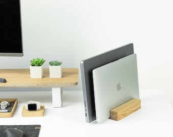 ADJUSTABLE Wooden Laptop Stand, Tablet Holder Walnut or Oak, Office Desk Accessories Gift for Her and Him, Office Decor, Desk Organizer