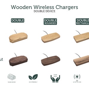 Exquisite Handcrafted Double Wooden Charging Pad QI 15W - Iphone
