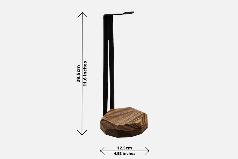 Walnut Wood Headphone Holder Dimensions