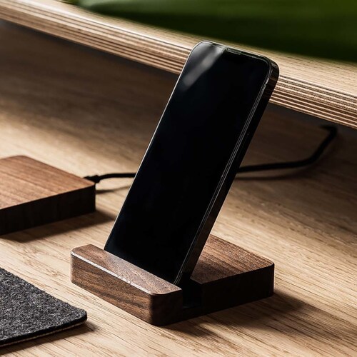 Walnut Wood Phone Stand Desk Wooden Iphone Holder Cellphone Etsy