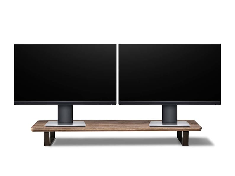 Supporto Per Doppio Monitor In Legno - Regolabile In Altezza E Angolo, Con Spazio Di Archiviazione - Foto 3