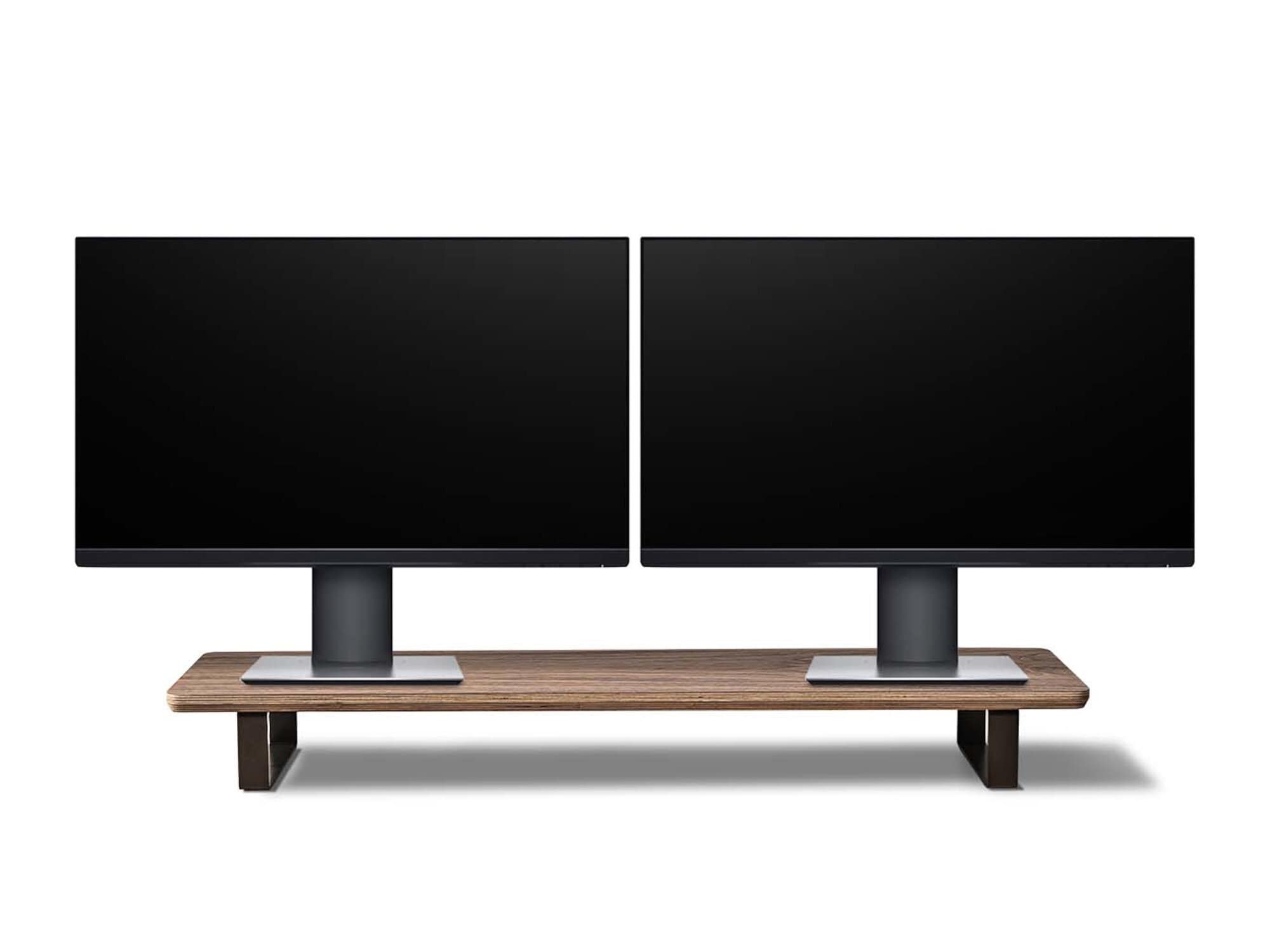 Dual Monitor Stand for Desk Wooden Monitor Riser Walnut Etsy Canada