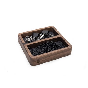 Two Chambers Wooden Organizer / Office Desk Accessories For Women&Men / Catchall Organizer for Jewelry, Keys / Catch All Tray / Office Gift image 5