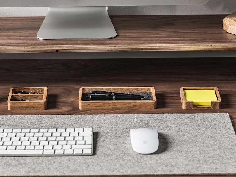 Catch All Tray Wooden desk tray for jewelry, keys, watch, glasses, pens. Rectangle wood tray catchall organizer Gift office desk accessories image 7
