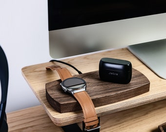 Wireless Phone Charger QI 15W for Apple Iphone, Samsung, Huawei, Xiaomi. DISCARVE american walnut double geometric wooden charging pad