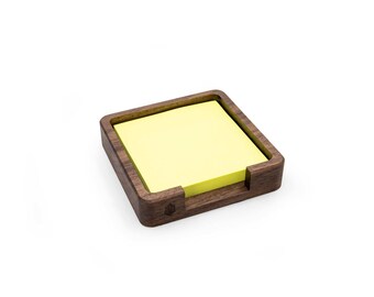 Gray Sticky Note Holder, Wood Post It Note Dispenser For Office