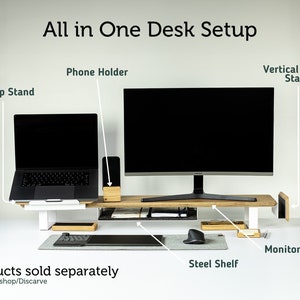 Laptop Stand Wood and Steel MacBook Pro Stand Wooden Laptop Riser Desk Shelf for MacBook imagem 2