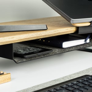 Hochwertiges Monitorregal aus Holz und Metall. Ultimative Schreibtisch-Organisationslösung für das Home Office, Dual-Monitor-Organizer. Idealer Schreibtisch-Organizer Bild 7