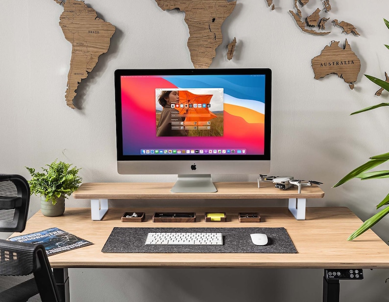 Wooden Monitor Stand with steel legs