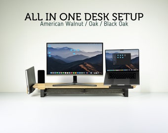 All In One Desk Setup Monitor Stand 105cm Laptop Stand Laptop Riser Phone Stand Metal Desk Shelf Monitor Riser Home Office