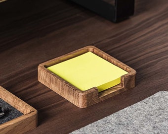 Sticky Note Holder / Houten Notitiehouder / Bureauorganisator / Bureauaccessoires / Home Office Decor / Nieuwe baan & Collega Cadeau