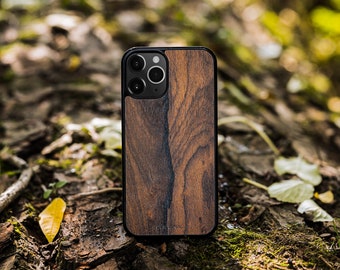 Case for iPhone 14 Pro Max, Pro, Plus. Handmade iPhone 11, 12, 13 Mini Wooden Phone Case. Best Gift for him, her, husband, wife. Ziricote