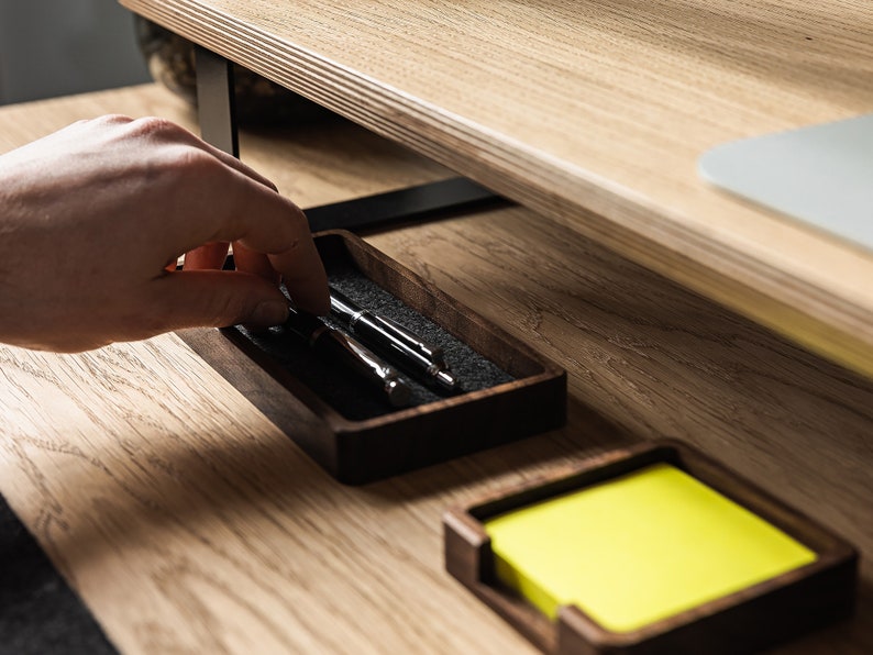 Büro-Schreibtisch-Organizer-Set: Hölzerne Catch All Trays Stifthalter Haftnotizhalter Schreibtischzubehör Schreibtischdekoration & Aufbewahrung Holz Bild 7