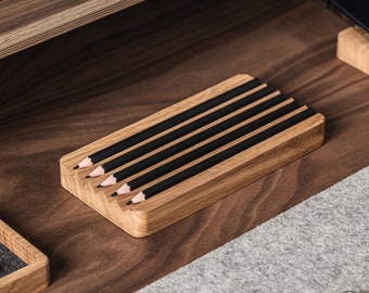 Pennenhouder voor bureau Potloodhouder Houten dienblad pennenhouder Houten bureau organizer kerstcadeau, cadeau voor hem, kantoorcadeau