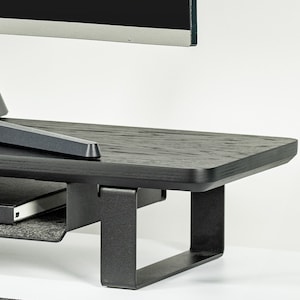 Support d'écran pour bureau en bois avec rehausseur d'écran, noyer, chêne, support d'écran d'ordinateur en bois image 5
