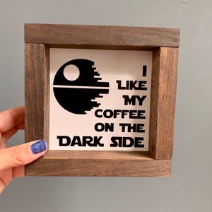 Coffee bar sign, Disney coffee bar , tiered tray decor, home decor, dark side, farmhouse decor, home decor, kitchen decor, Disney kitchen