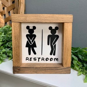 Restroom sign, Bathroom sign decor, His and Hers bathroom, Disney bathroom, Disney decor