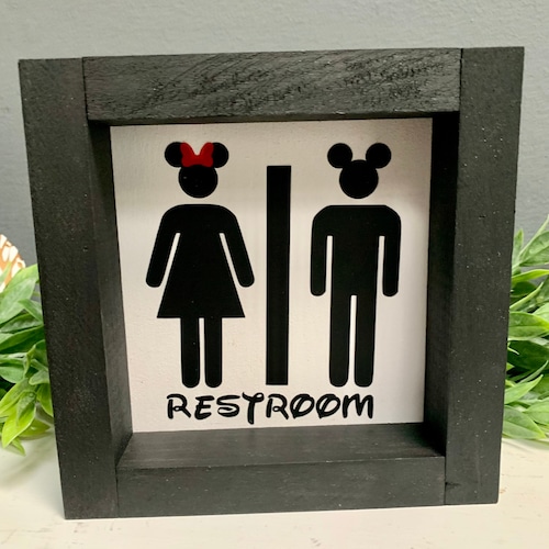 Restroom Sign Disney Bathroom Bathroom Decor Shelf Sitter Etsy Australia