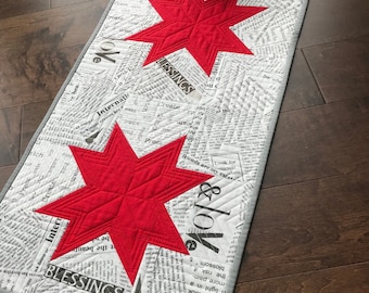 Kit de courtepointe - Mini tenture murale « Star Bright » ou chemin de table / motif inclus