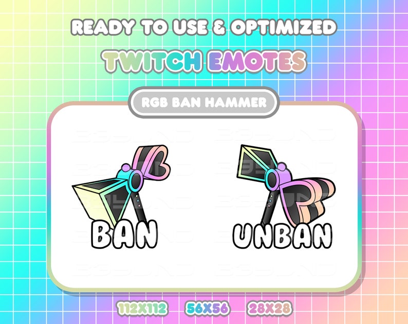 Pastel RGB Hammer Twitch Discord Emotes Etsy