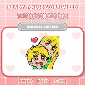 Twitch Paar Emote Chibi Blonde Haare Mädchen Blonde Haare Guy braune Augen