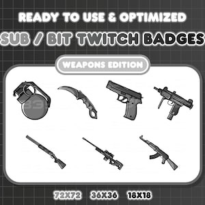 Twitch Sub Badges Black Weapons Firearms