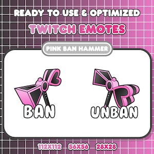 Pink Black Ban Hammer Twitch Discord Emotes