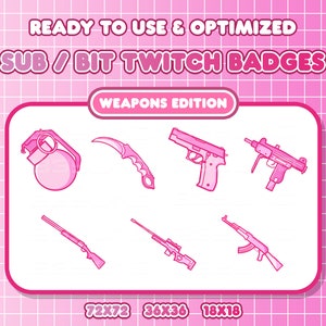Twitch Sub Anstecker Pink Waffen Waffenwaffen