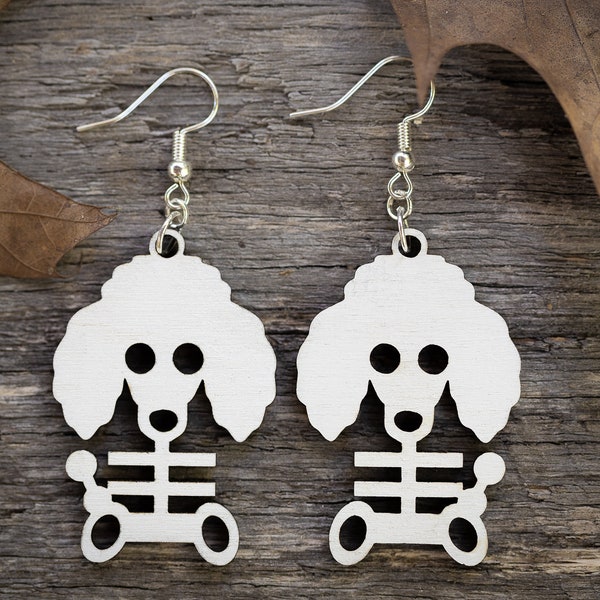 Poodle Skeleton Halloween Earring