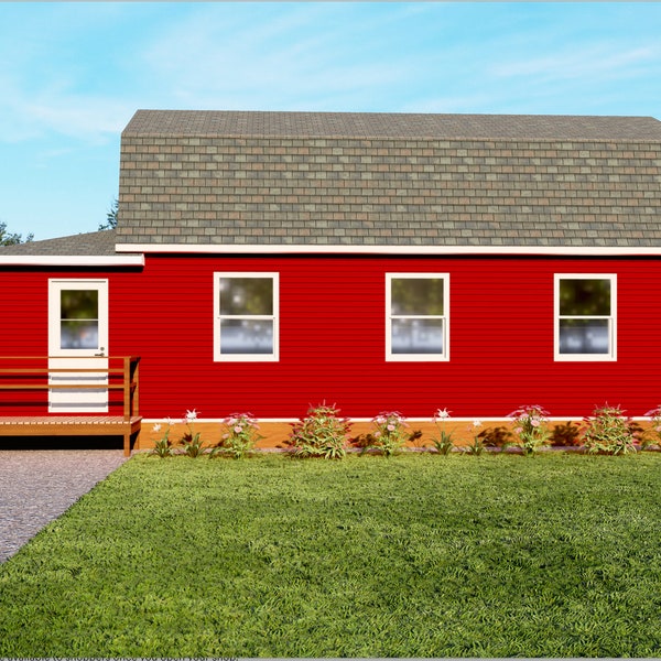 SMALL HOUSE PLANS | 16x36 Small House Floor Plan | 3 Bedroom 1 Bedroom Loft | Barn Style House | Cabin Floor Plan | Barn Cabin Floor Plan