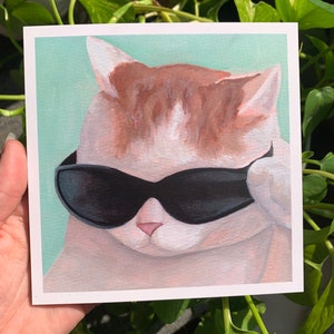 Sunglasses Cat - 6x6 Art Print