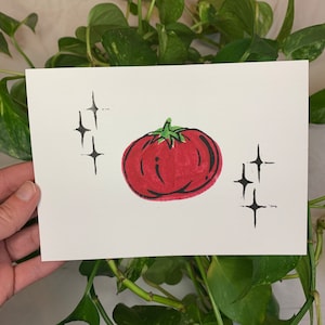 Tomato Linocut Print / Handmade Linocut Print / Blockprint / Original Artwork