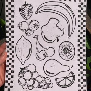 Fruit Linocut Print