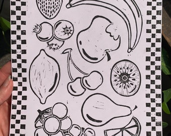 Fruit Linocut Print