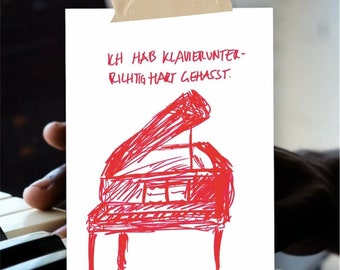 Klavierunterricht Postkarte Musikunterricht Klavier Piano Grußkarte A6