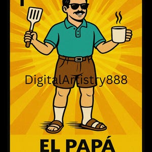 Cartão Loteria EL PAPÁ – Dia dos Pais Engraçado PNG – Mexican Dad Digital Download – Grill Master Dad Arte para impressão – Presente Día del Padre
