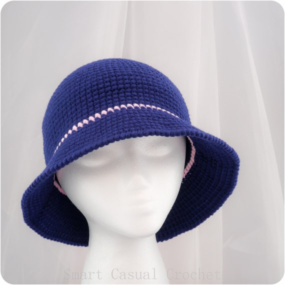 Unique Cotton Cloche Hat Navy Blue With 