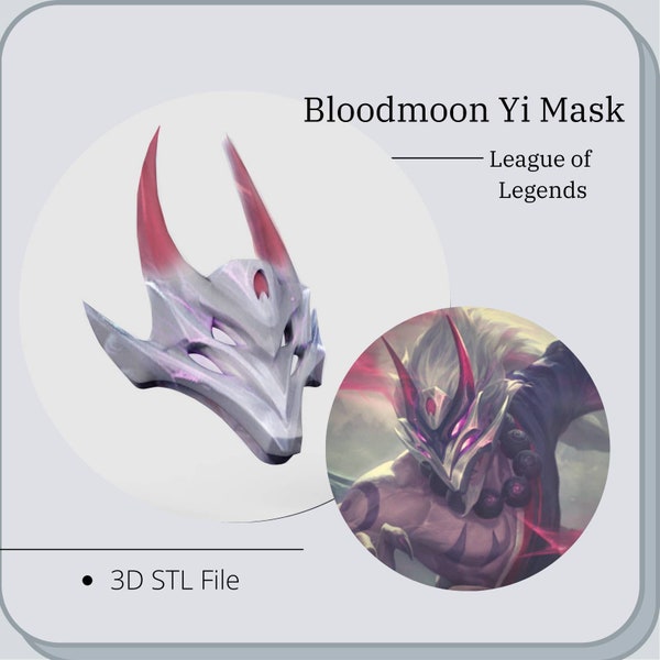 Bloodmoon Yi Mask from League of Legends 3D STL DIGITAL FIle ONLY*