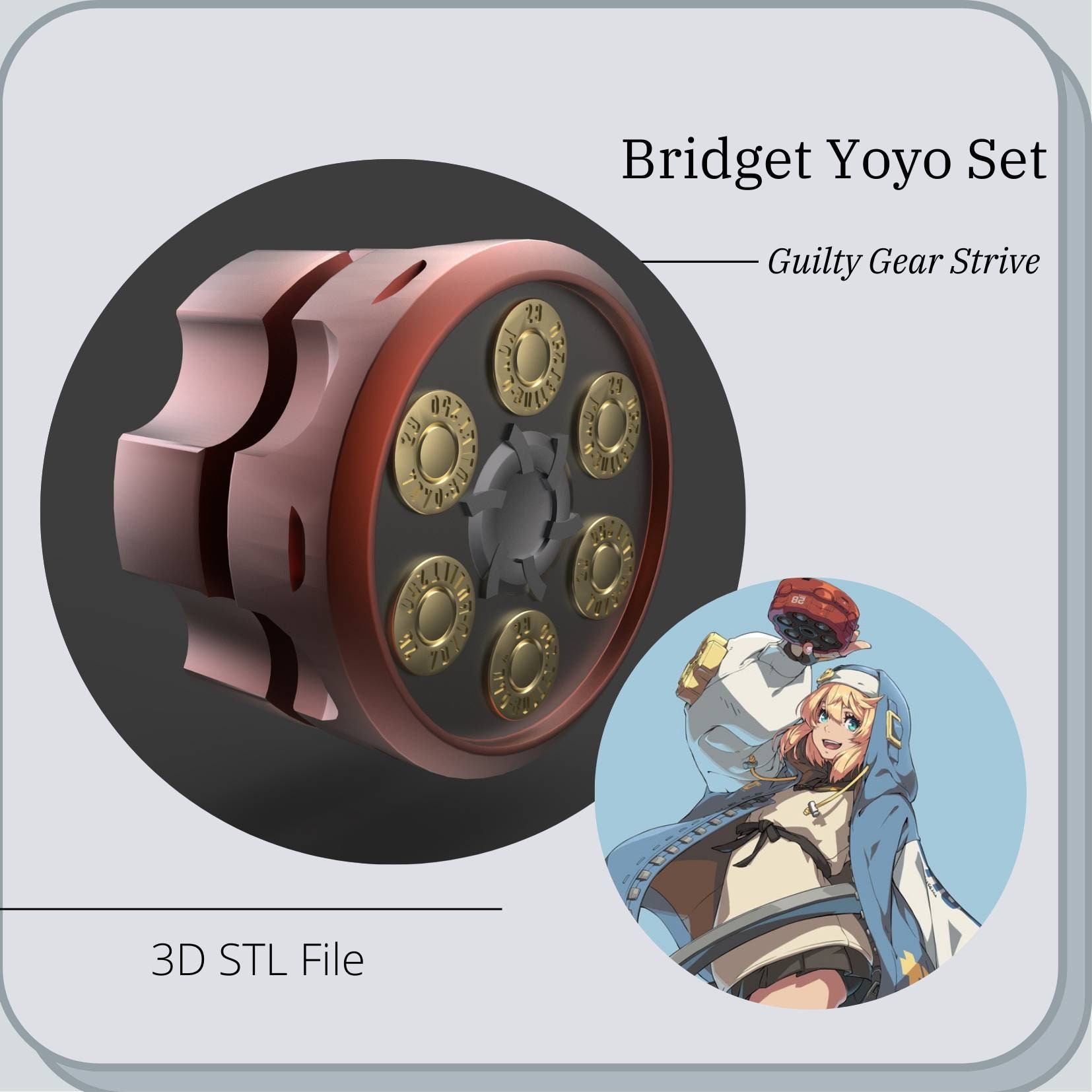 Bridget Guilty Gear: Strive Cosplay Prop Button Set 3D STL Print File -   UK
