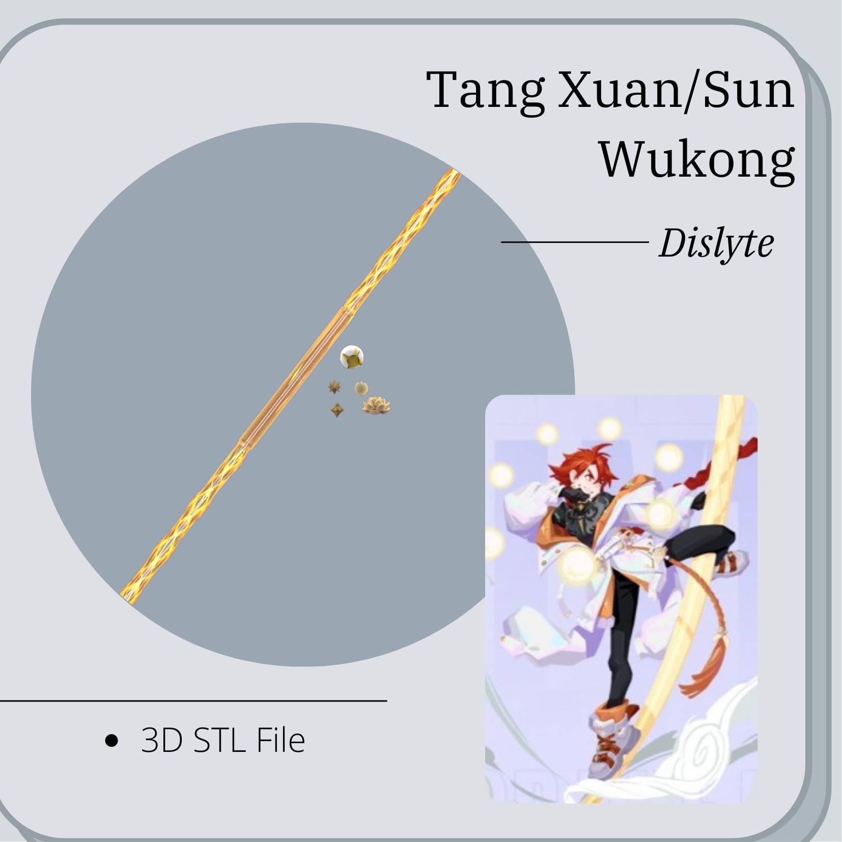 Tang Xuan Sun Wukong From Dislyte Weapon Set 3D STL DIGITAL Etsy