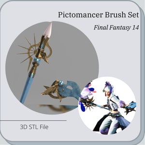 Pictomancer Brush Set prop from Final Fantasy 14 *3D STL DIGITAL FIle ONLY*