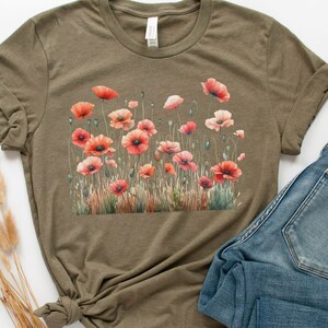 Poppies Shirt | Wildflowers Shirt | Cottagecore Shirt | California Poppy | Wildflower tshirt | Poppy gifts | Botanical shirt | heather