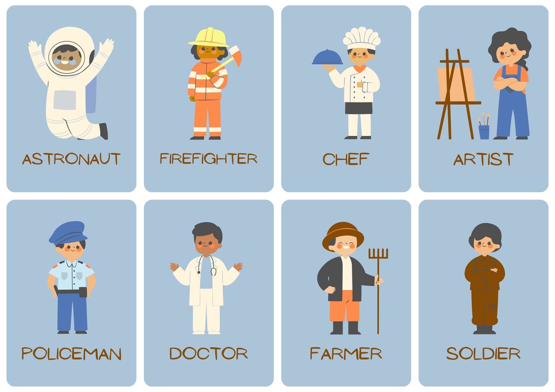 Professions Flashcards Jobs and Occupations Flashcards Etsy