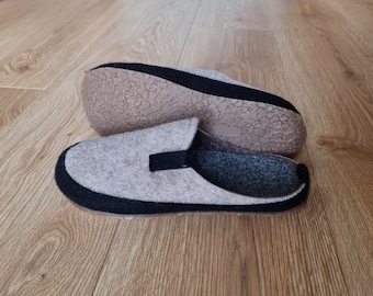 Handmade Wool Felt Slippers: Comfy Slip-on Mules with Arch Support