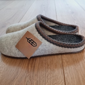Arch support slippers, Ladies Slippers, Felt Slip-on women's slippers, Comfy warm natural beige slippers,Felt Mules,Breathable Slippers,