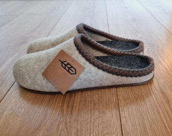 Steunpantoffels, damesslippers, vilten slip-on damesslippers, comfortabele warme natuurlijke pantoffels, beige pantoffels muilezels, ademende pantoffels