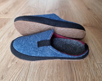 Pantuflas de fieltro hechas a mano: pantuflas de lana para mujer con soporte para el arco