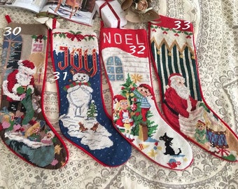 New Handmade Wool Needlepoint/Cross Stitch Christmas Stocking CS22-31/33(10052/81618)