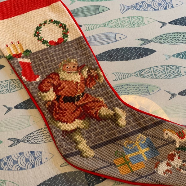 New Handmade Wool Needlepoint/Cross Stitch Christmas Stocking CS-3-013